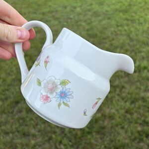 FTD Especially for You Floral Ceramic Creamer Pitcher White Glossy Japan 1989